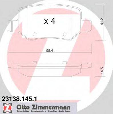 Комплект тормозных колодок, дисковый тормоз ZIMMERMANN 23138.145.1