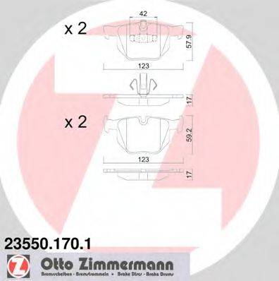 Комплект тормозных колодок, дисковый тормоз ZIMMERMANN 23550.170.1