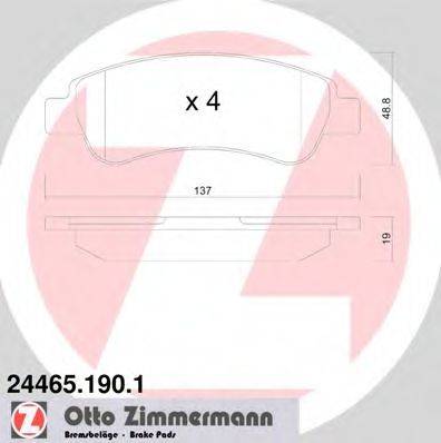 Комплект гальмівних колодок, дискове гальмо ZIMMERMANN 24465.190.1