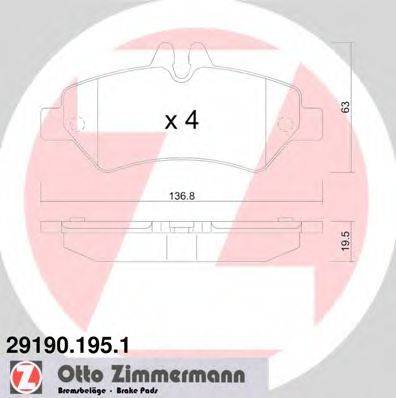 Комплект тормозных колодок, дисковый тормоз ZIMMERMANN 29190.195.1