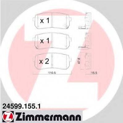 Комплект тормозных колодок, дисковый тормоз ZIMMERMANN 24599.155.1
