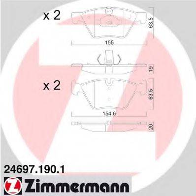 Комплект гальмівних колодок, дискове гальмо ZIMMERMANN 24697.190.1