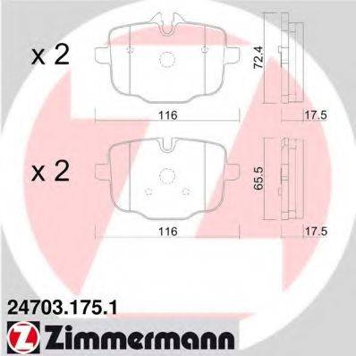 Комплект гальмівних колодок, дискове гальмо ZIMMERMANN 24703.175.1