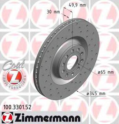 гальмівний диск ZIMMERMANN 100.3301.52