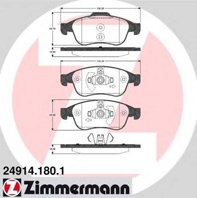 Комплект гальмівних колодок, дискове гальмо ZIMMERMANN 24914.180.1